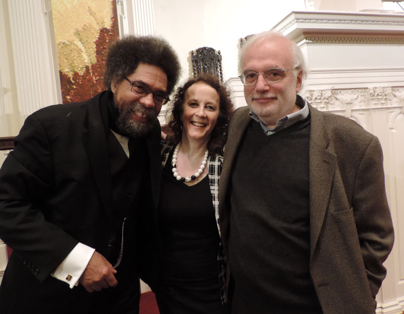 Cambridge Hosts West On October 23, more than 600 people attended an event at the First Parish in Cambridge, Mass. for Cornel West's 'Black Prophetic Fire' (Beacon Press). Pictured (l. to r.), West; Helene Atwan, director of Beacon Press; and Jeff Mayersohn, owner of Harvard Book Store, which sponsored the event. 